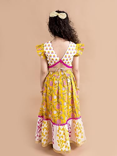 Pspeaches Girl Lehenga Choli Set - Yellow White - Image 4