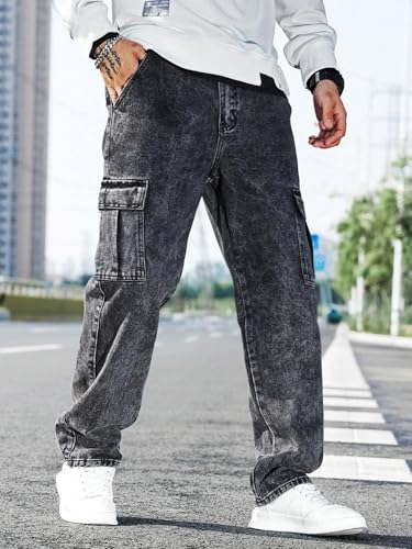 QNIM Black Cargo Jeans for Men - Image 4