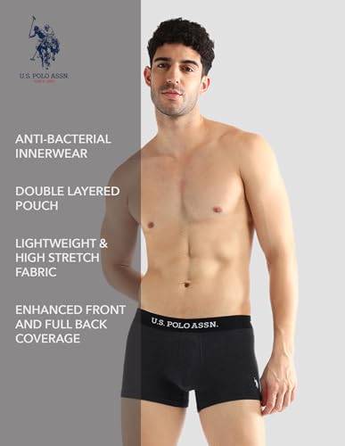 U. S. POLO ASSN. Men Cotton Blend Trunks - Grey Navy Blue - Image 2