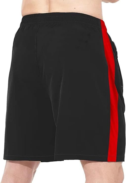 JUST RIDER Men's Athletic Shorts - Black & Red - Image 3