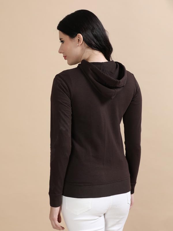 Wafaa Cotton Hoodie for Women - Steel Coffee Brown - Image 5