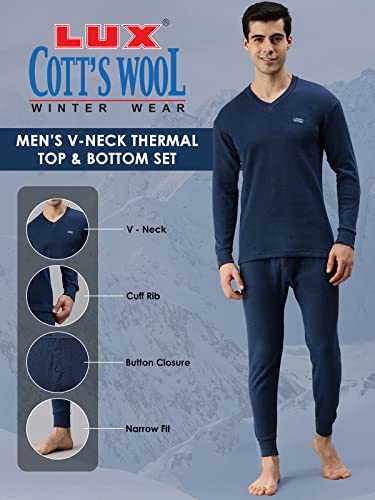 Lux Cottswool Men's Cotton Thermal Set - Blue - Image 3