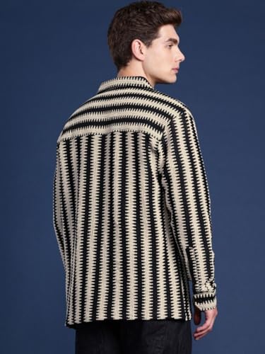 GRECIILOOKS Black Crochet Shirt for Men - Image 2