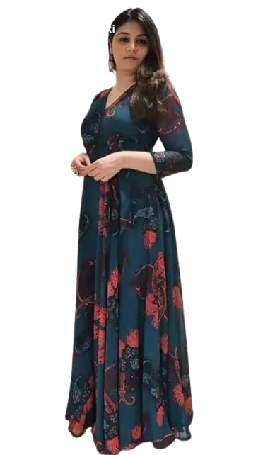 GarbGlide Women Georgette Floral Print Maxi Dress - Image 3
