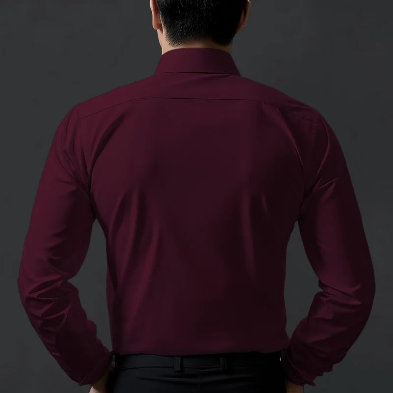 DEELMO Men's Maroon Satin Casual Shirt - Image 3
