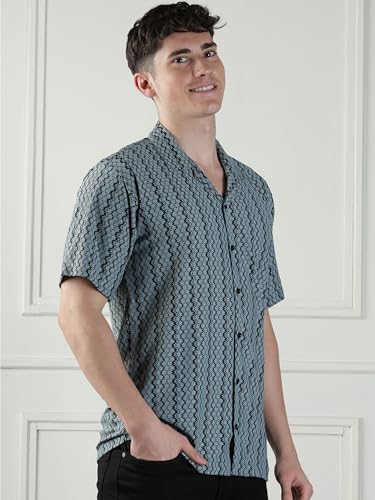 Urban Buccachi Men's Sky Blue Zigzag Shirt - Image 3