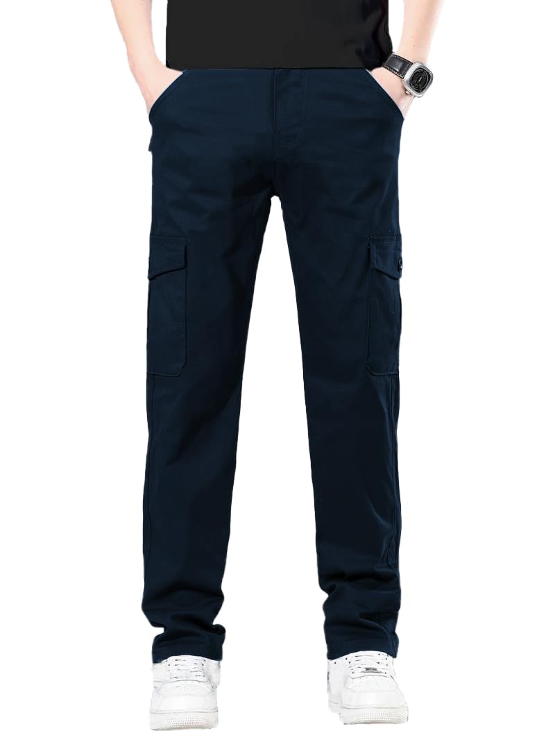 TOPLOT Men's Navy Cotton Cargo Pants