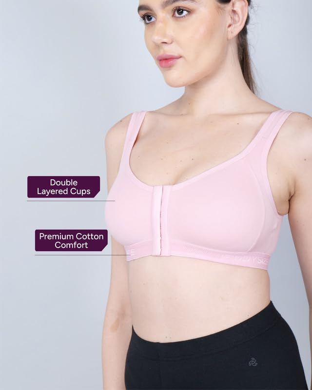 BODYSIZE Women's Cotton Front Open Sports Bra - Image 5