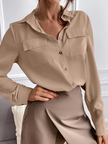 GRECIILOOKS Beige Button-Down Shirt for Women - Image 3