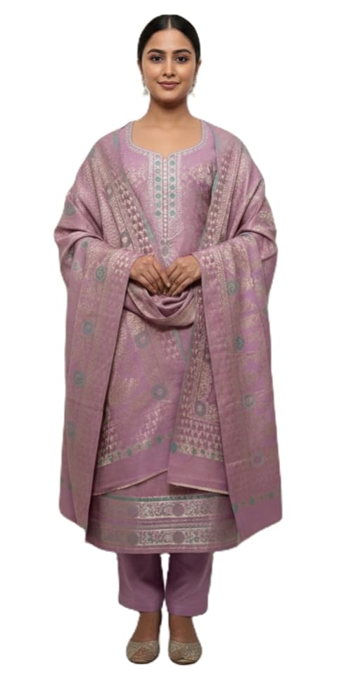 Jayri Pink Woolen Kurta Palazzo Suit for Women