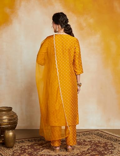 Myx Women's Embroidered Kurta Set - Mustard - Image 2