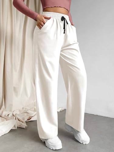 LERIYA FASHION Women's High Waist Flared Trousers - White - Image 3