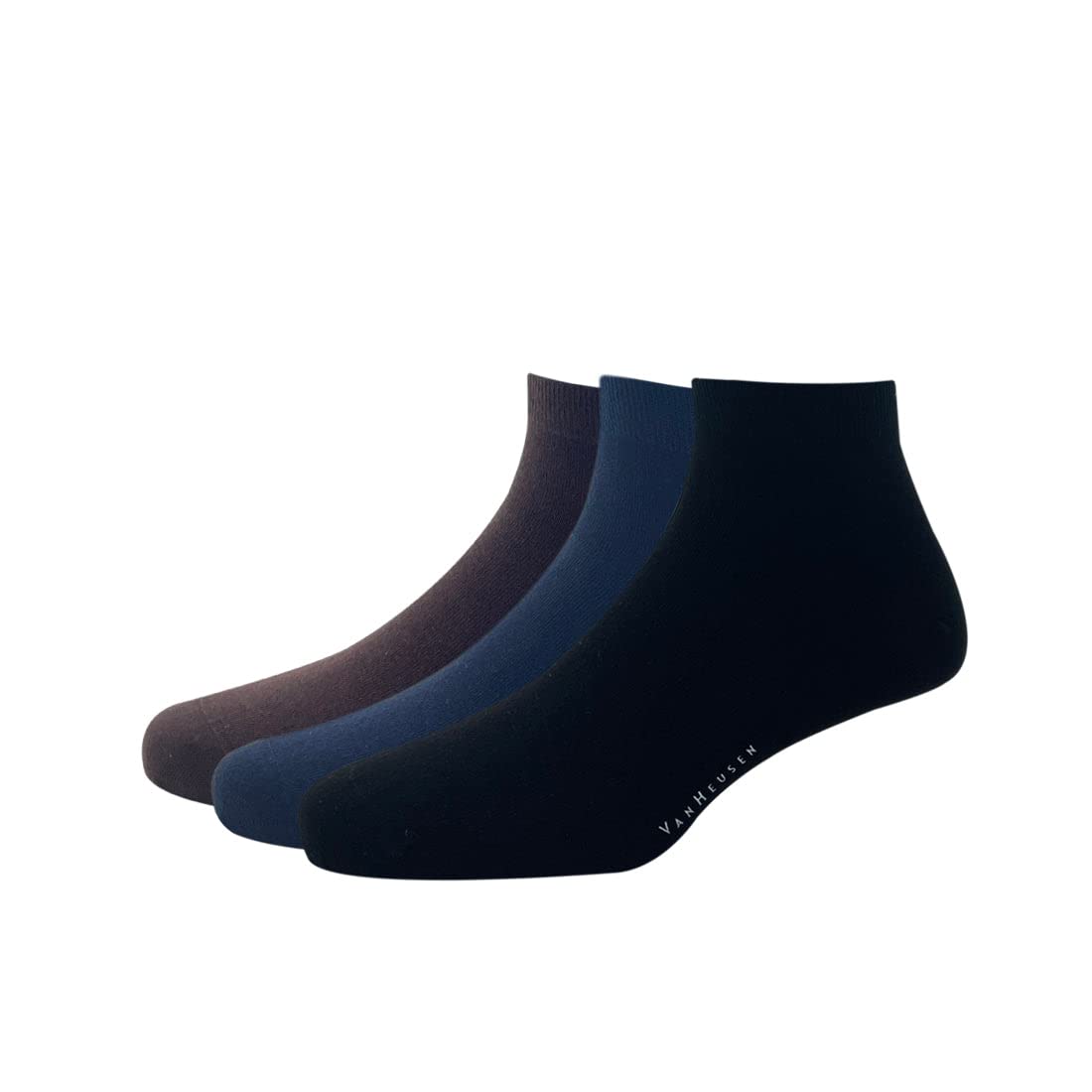 Van Heusen Mens Cotton Ankle Length Socks - Navy Black Brown