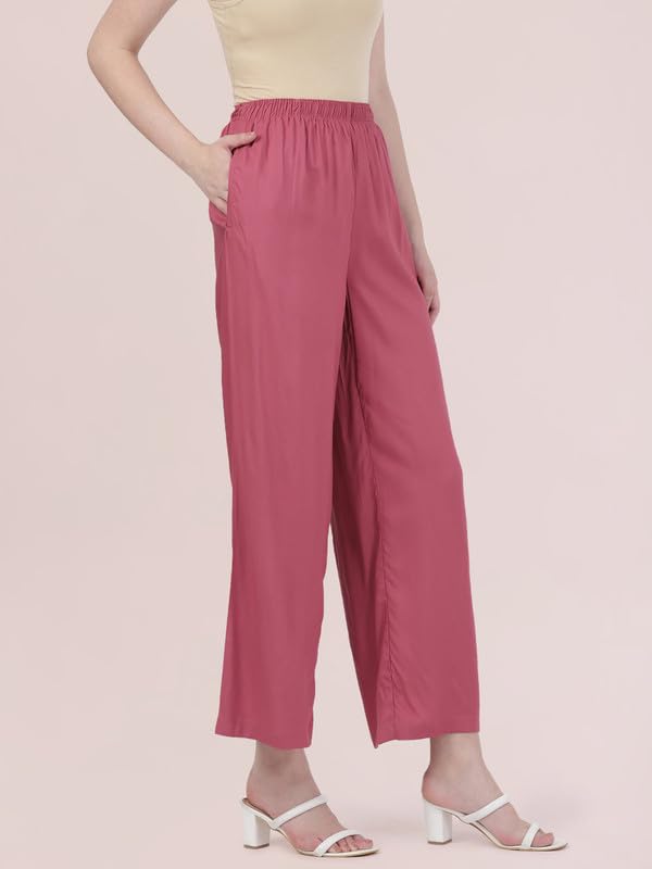 GO COLORS Women's Light Wine Palazzo Trousers - Image 3