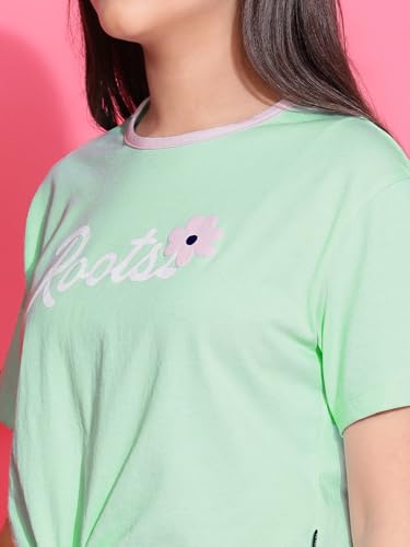 Li'l Tomatoes Girl's Typography T-Shirt - Green - Image 2
