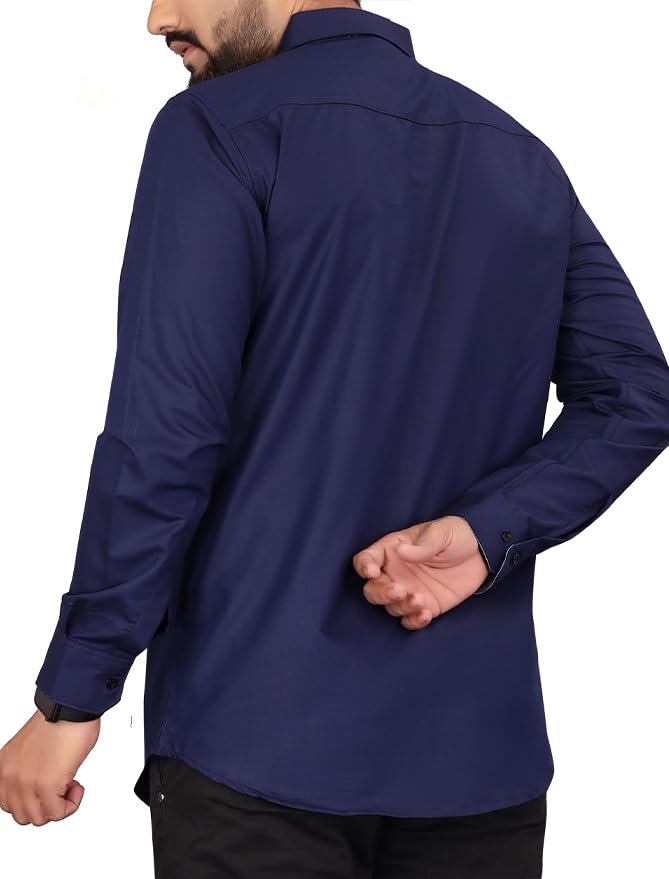 Colebrook Men's Cotton Casual Shirt - Navy - Image 2