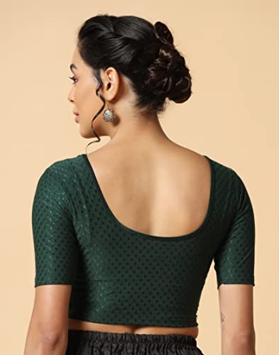 TOPLOT Cotton Blend Lycra Blouses - Green - Image 4