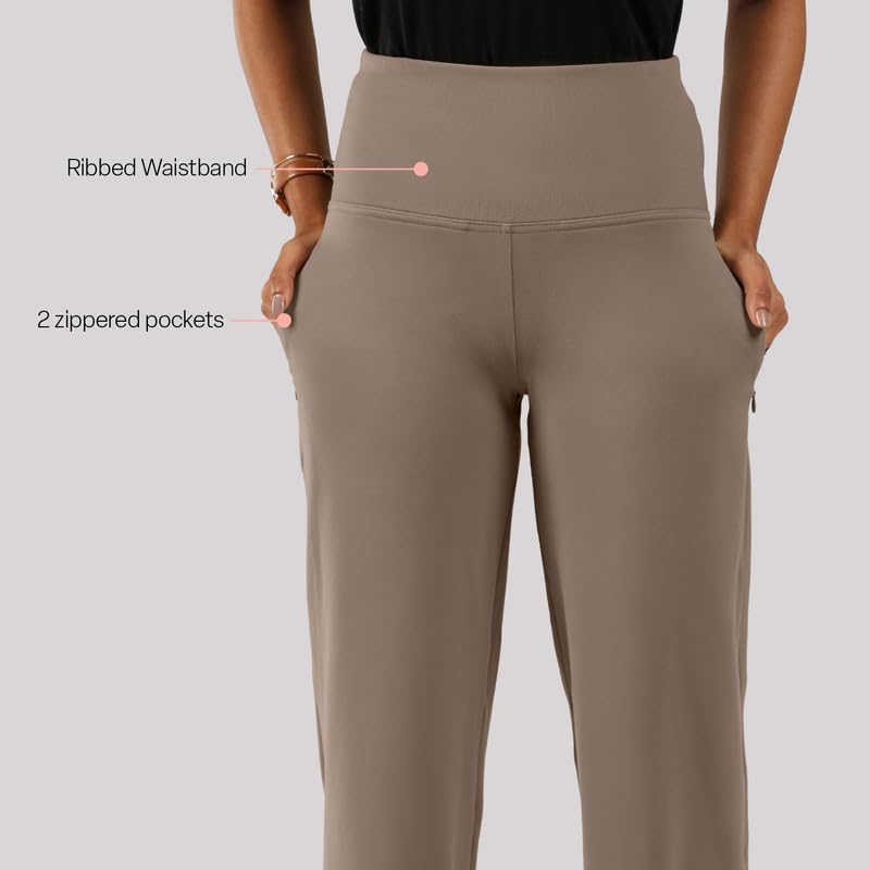 BlissClub Women's Wide Leg Pants - Ribbed Waistband - Image 5