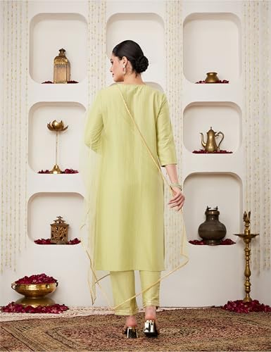 Myx Women's Embroidered Kurta Pant Set with Dupatta - Image 2