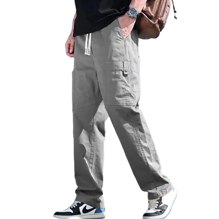 LOUIS SENSE Men High Rise Loose Pants Grey