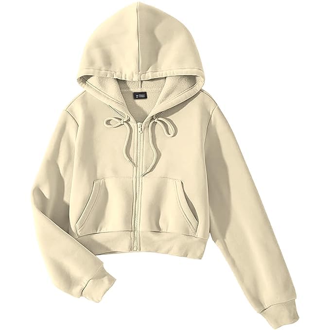 FUNKY MONKEY Soft Fleece Crop Zipper Hoodie for Girls