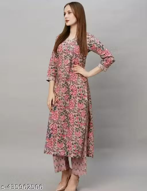 Shree Balaji Women Cotton Floral Kurti - Image 3