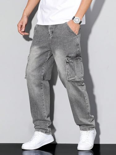 URBAN POCKETS Men's Jeans - Grey Cargo - Image 2