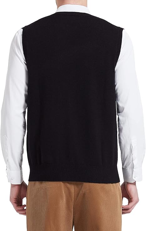 GarbGlide Mens v-Neck Sleeveless Sweater - Black - Image 2