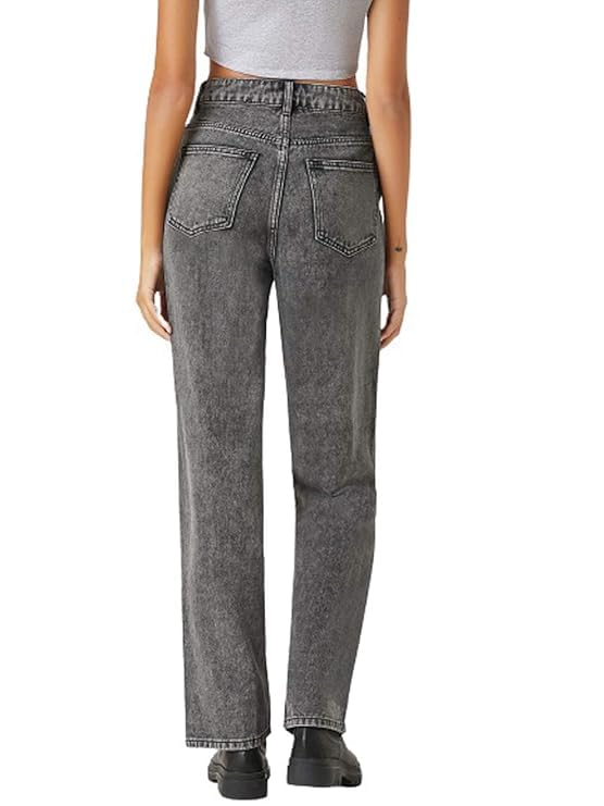 Grey Straight Fit Boyfriend Jeans for Women - Image 2