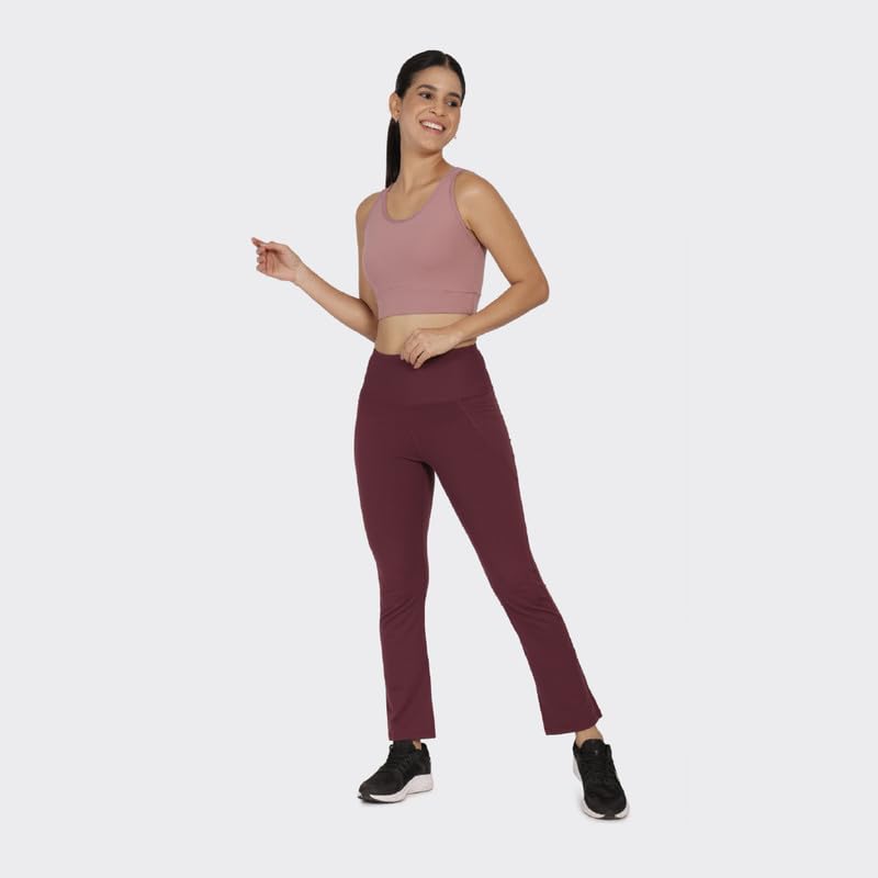 BlissClub Women's High Rise Pants - Burgundy - Image 2