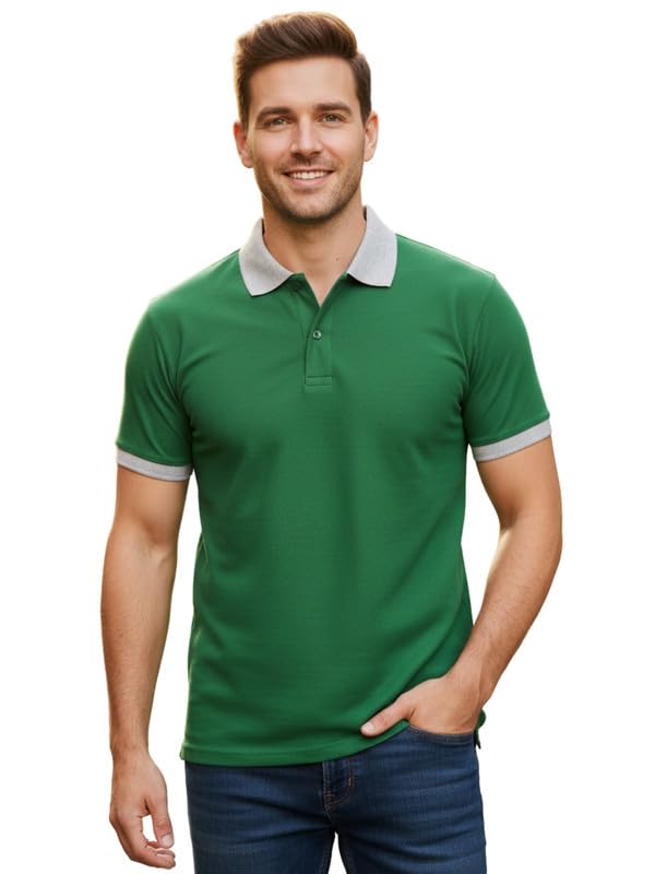 SAIKSA Men's Green Polo T-Shirt