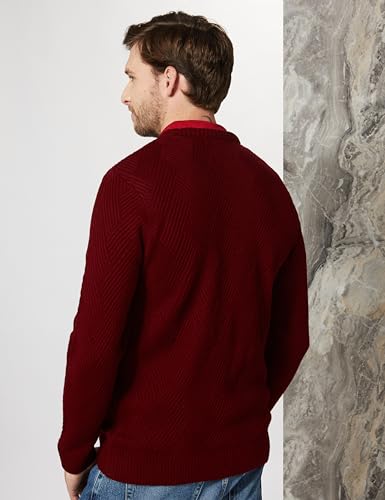 Symbol Men's Maroon Acrylic Crew Neck Sweater - Image 2