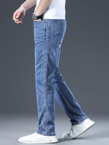 URBAN POCKETS Men's Classic Straight Fit Jeans - Blue - Image 3