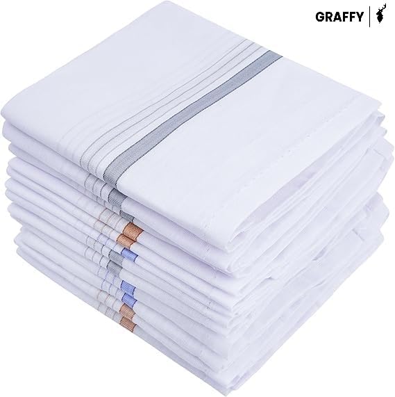 GRAFFY Men's Cotton Handkerchief - White - Image 2