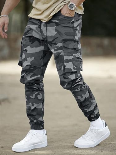 Lymio Men's Grey Camo Cargo Joggers - Image 3