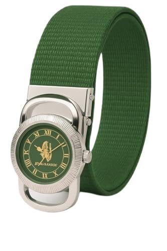 Designer Belt with Watch-Style Buckle - Nylon Green