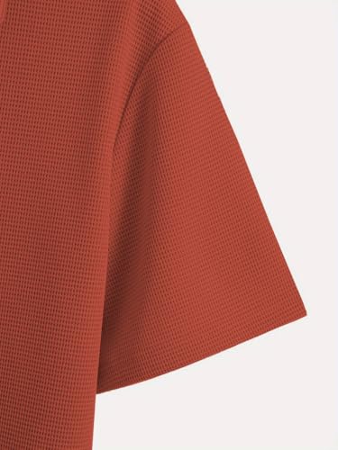 TAGDO Waffle Knit Polo T-Shirt for Men - Rust - Image 3