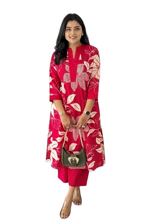 MEERA FAB Women's Cotton Printed Kurta Set