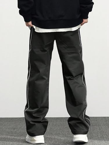 GRECIILOOKS Black Baggy Track Pants for Men - Image 2