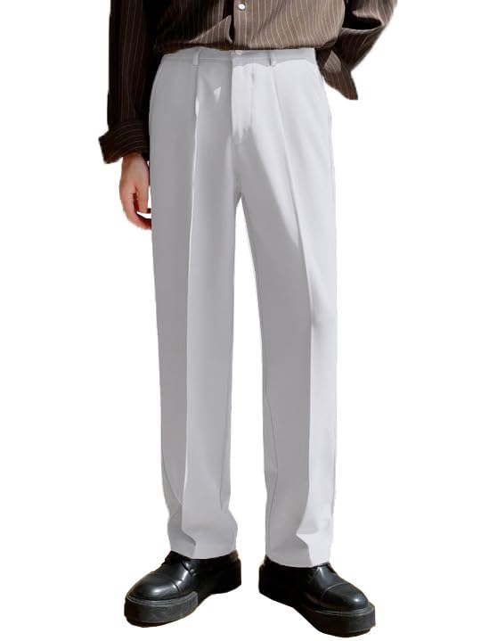 RAGZO Men's Baggy Formal Trousers - Light Grey