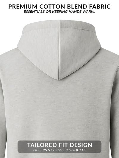 ADRO Men Cotton Hooded Sweatshirt - Grey - Image 4