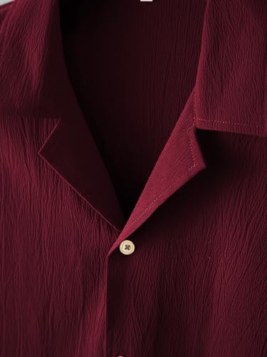 TAGDO Men's Casual Formal Shirt - Maroon - Image 2
