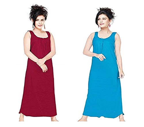 Vibha Women's Cotton Camisole - Maroon Sky Blue