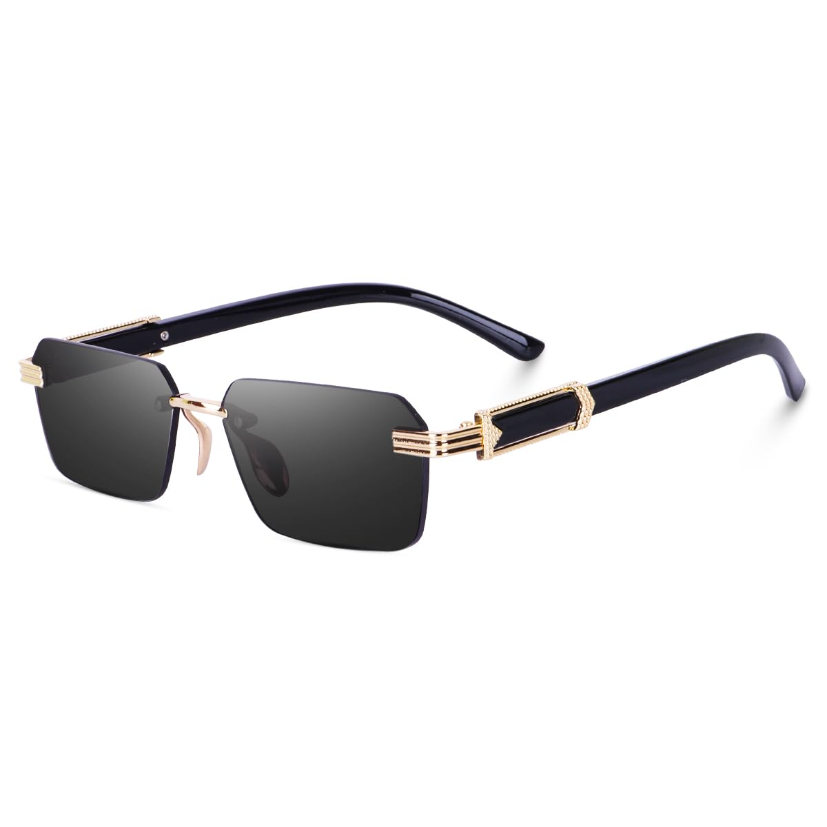 Dervin Rectangular Rimless Sunglasses for Men and Women - Black