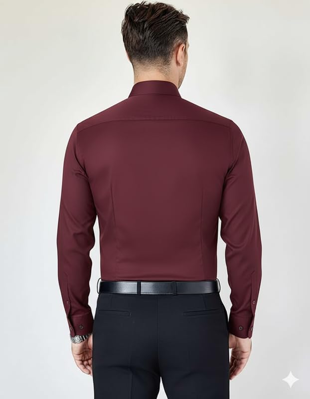 OOMPH Men's Cotton Shirt - Maroon - Image 2