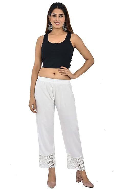 GarbGlide Women's Viscose Rayon Palazzo Trouser - White - Image 3