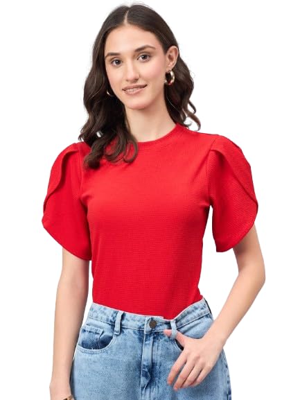 Style Quotient Women Red Poly Knit Top