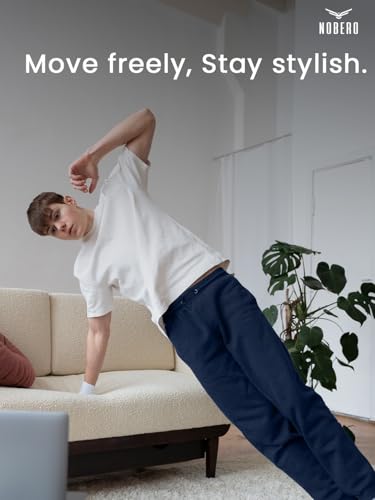 NOBERO Men's Navy Blue Straight Fit Joggers - Image 2