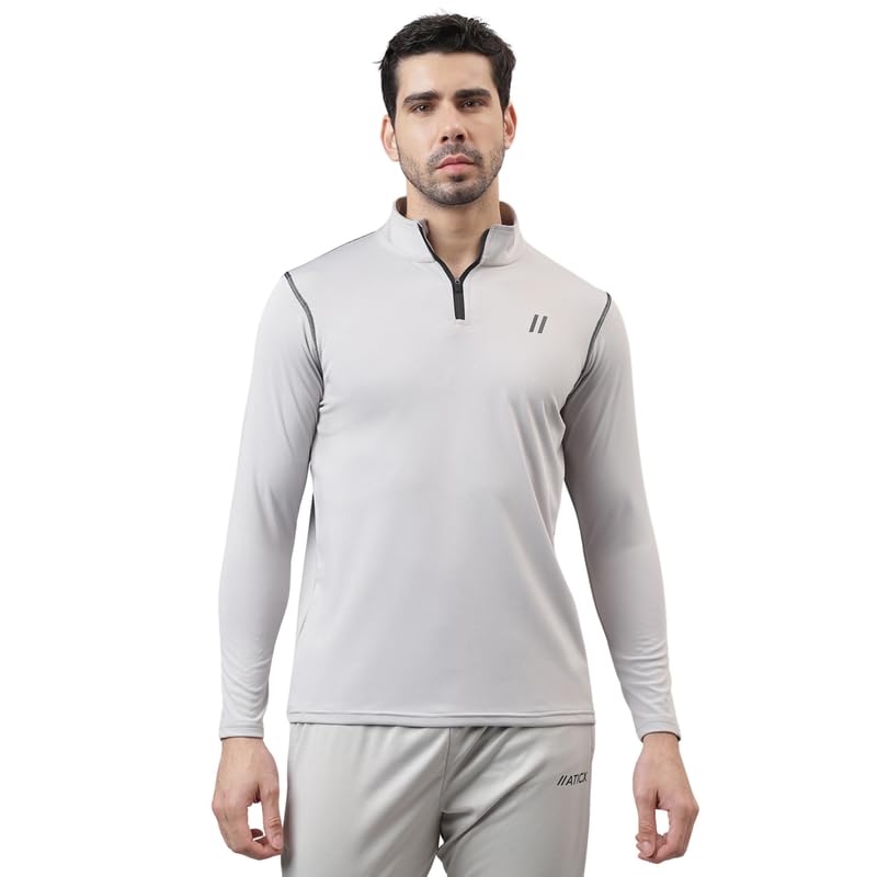 ATICX Men's Polyester Full Sleeve T-Shirt - Smoke Grey