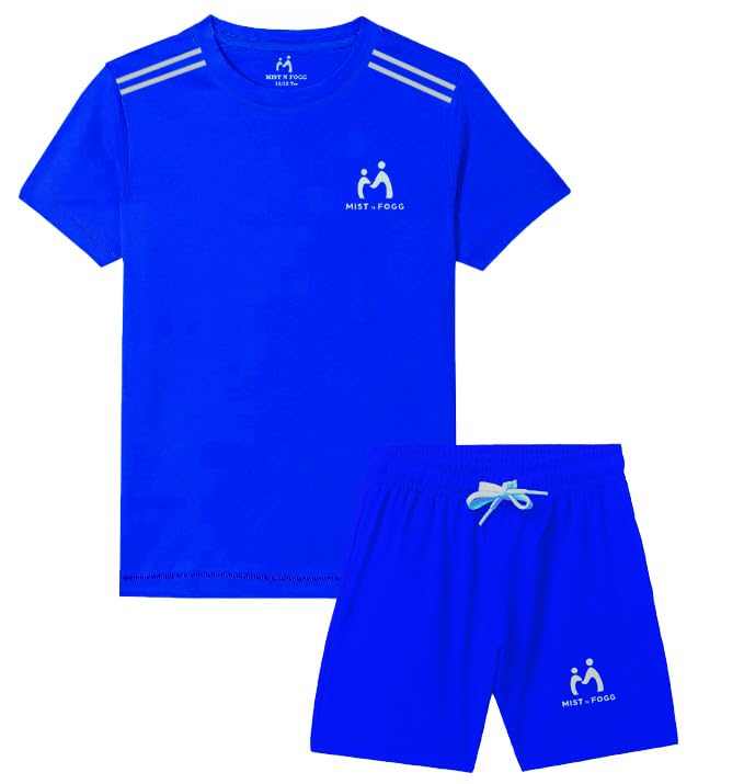 MIST N FOGG Boys and Girls Sports T-Shirt and Short Set - Royal Blue